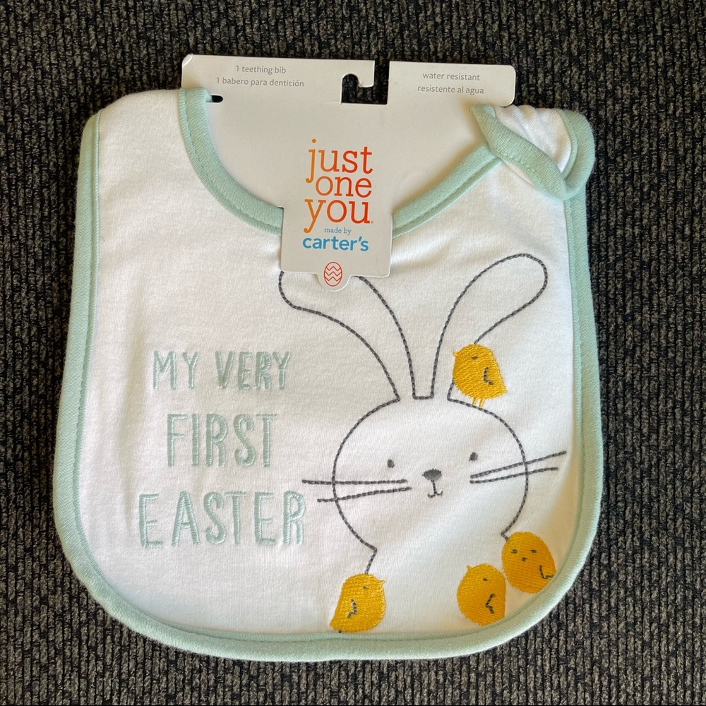Carters My Very First Easter baby bib bunny with chicks